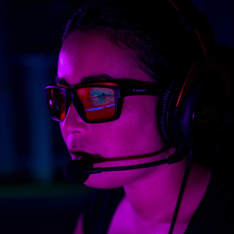 Horus X • Bundle Light Gaming & Office Glasses Rest Filter Protection [50-86%] • Anti Blue Light Screens • Video Games Computer Console PC • Gaming Accessories Pack • Men and Women