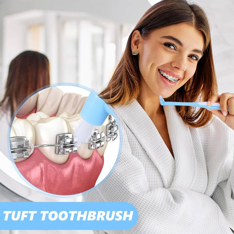 Pack of 4 Tuft Toothbrush, Soft Tuft Brush, Soft Tufted Toothbrush, Single Interdental Spacing Brush for Orthodontic Braces