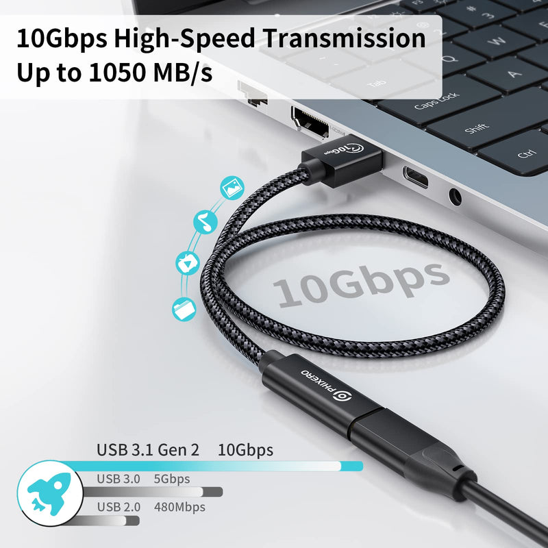 [10Gbps] USB C Female to USB Male Adapter 3.1 Gen 2 (3.3Ft), PHIXERO 3A Fast Charging USB A to USB C Adapter with 10Gbps Data Transfer and Charging for Laptop, PC, Flash Disk, Quest Link, Charger 3.3ft