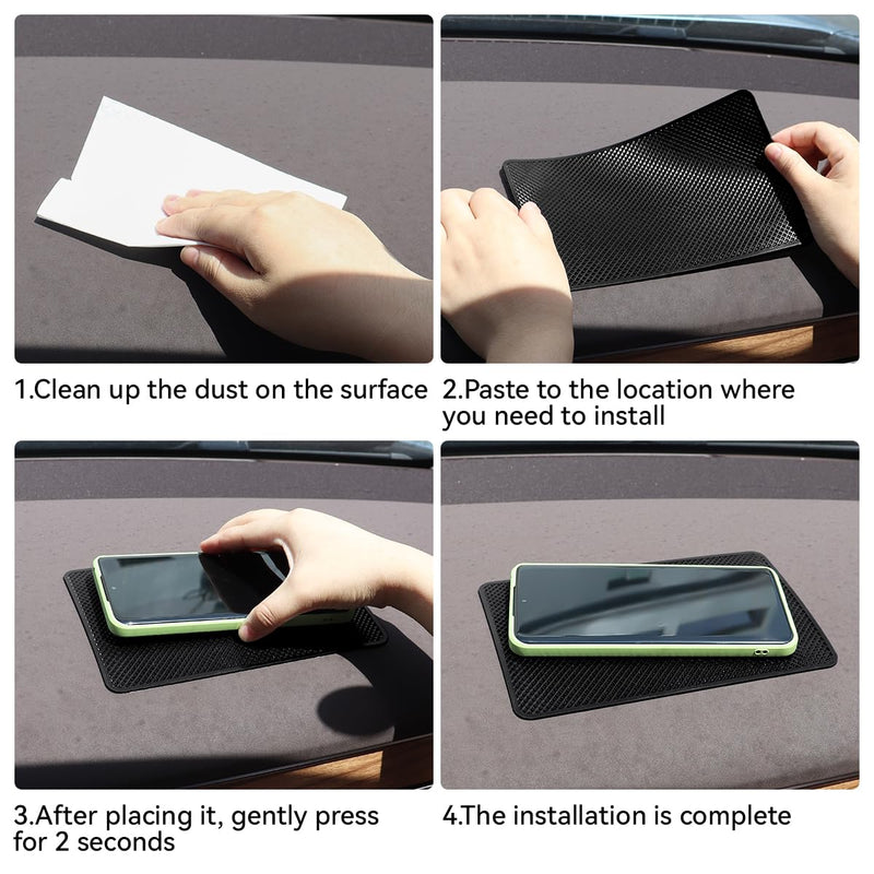 2 Pack Car Dashboard Anti-Slip Rubber Pad, Car Dashboard Non Slip Mat, Black Grid Anti Slip Sticky Pad for Cell Phone, Sunglasses, Keys Electronic Devices (7.5"x 4.7") 7.5"x 4.7"