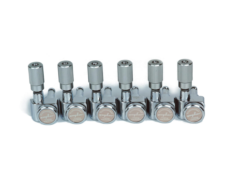 Guyker Pro 6 Inline Guitar Locking Tuners - 1:18 Lock String Tuning Key Pegs Machine Heads Set Replacement for Folk Classical Acoustic Electric Guitar - GK411SP, Chrome