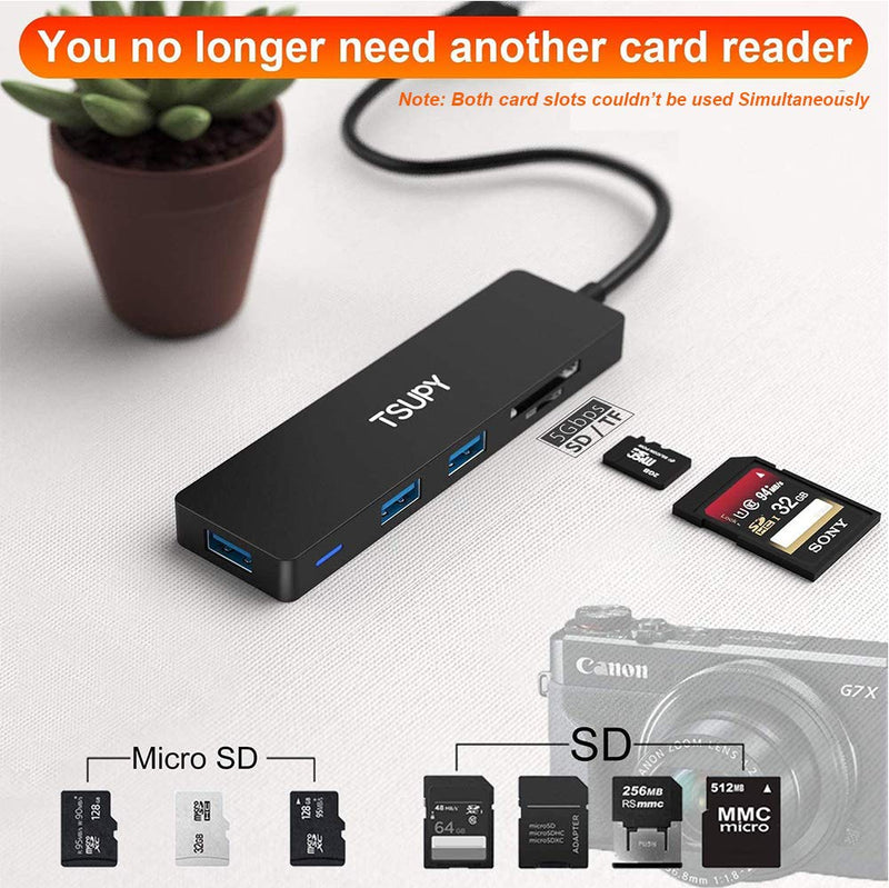 USB 3.0 Hub TSUPY Multi USB HUB, 5 in 1 USB Data Hub with SD Micro SD Card Reader & 3 USB 3.0 Ports Compatible for PC, Laptops,MacBook,Printer,Surface Pro, USB Flash Drives and More