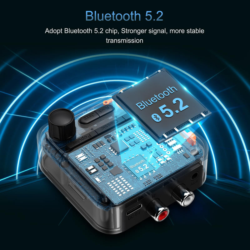 Bluetooth Transmitter Receiver, Bluetooth 5.2 Audio Adapter for Home Stereo, Wireless Audio Adapter with Display or Headphones, Home Theater, TV, Car Black