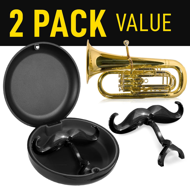 [2 Pack] Clip-On Mustache For Tubas - Includes Protective Case - Made To Fit All Tuba Mouthpieces - Perfect Accessory For Young Musicians
