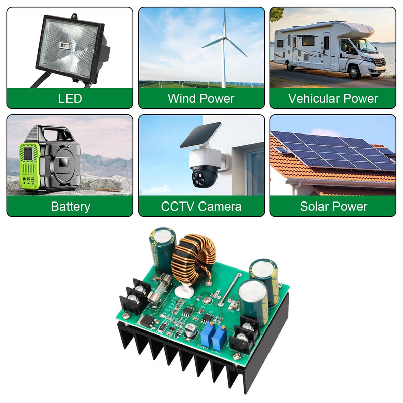 APKLVSR DC-DC 600W 10A Boost Converter Converter, 12-60V to 12-80V 600W DC-DC Converter Power Supply Step-up Converter Module Power Supply