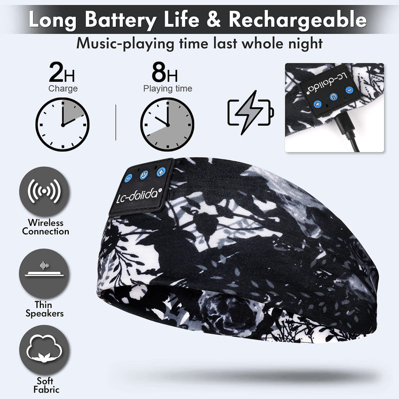 LC-dolida Sleep Headphones Bluetooth Headband Sleeping Cozy Band Wireless Headband