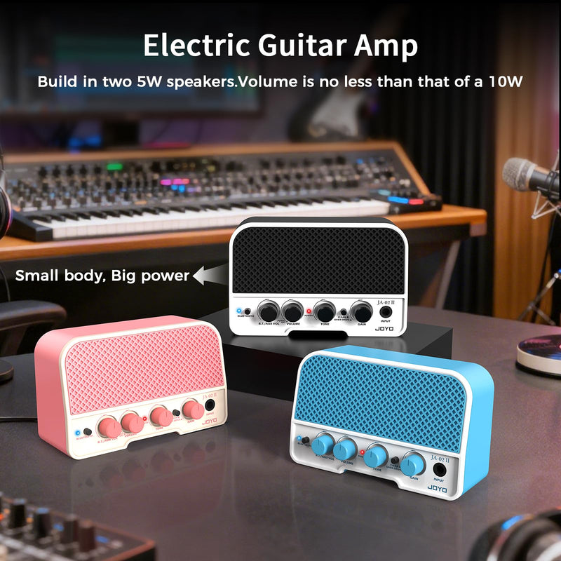 JOYO Mini Guitar Amplifier 5W Electric Guitar Amp Small Practice Amp with Bluetooth Clean & Overdrive Channels Portable Rechargeable (JA-02 II Black)