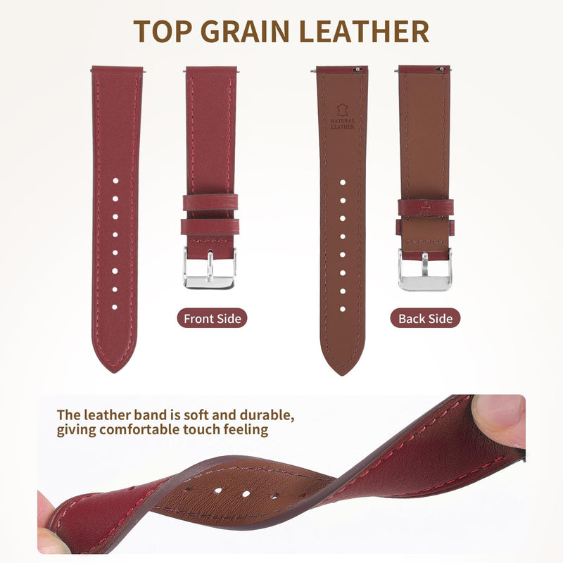 Genuine Leather Band Compatible with Samsung Galaxy Watch 46mm,Watch 3 45mm,Gear S3 Frontier Classic,Top Grain Genuine Leather 22mm 20mm Watch Band for Women Men(PACK OF 2)