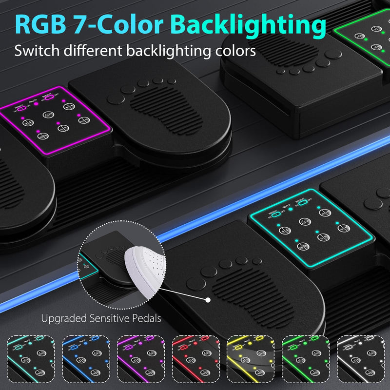 [AUSTRALIA] - Doohoeek Backlit Page Turner Pedal Wireless for iPads Tablets Phones, Rechargeable Universal Foot Pedal with 7-Color Backlit & Sensitive Pedals for Playing Instruments or Prompting 