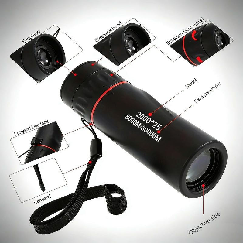 [AUSTRALIA] - Mini Monocular Telescope with Phone Adapter, 25X Magnification Portable Single Tube for Hiking, Bird Watching, Stargazing, and Outdoor Adventures B 