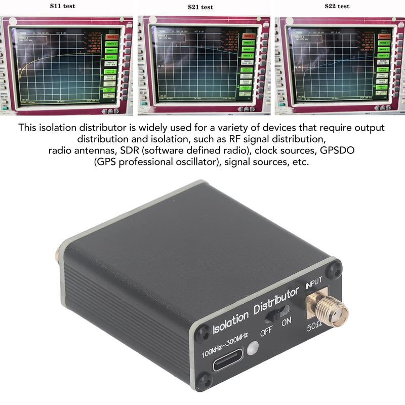 Active RF Isolation Distributor, 100kHz-150MHz RF Splitter for SDR GPSDO Source, Reliable Distribution with Isolator for Common Mode Interference Suppression
