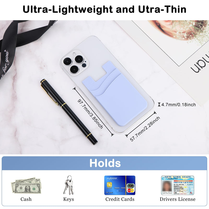 Phone Wallet Stick on,5Pack Phone Card Holder for Back of Phone Case,Silicone Sticky Credit Card Holder for Cell Phone Double Pocket Sticker All Smartphones—Navy,Sierra,Pastel,Blue,Black Navy,Sierra,Pastel,Blue,Black