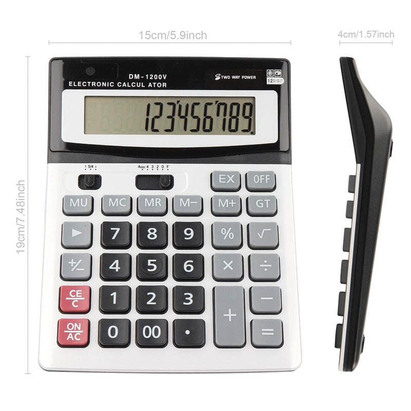 [AUSTRALIA] - Large Electronic Calculator Counter Solar & Battery Power 12 Digit Display Multi-Functional Big Button for Business Office School Calculating (1 x Calculator) Financial Calculator x 1 