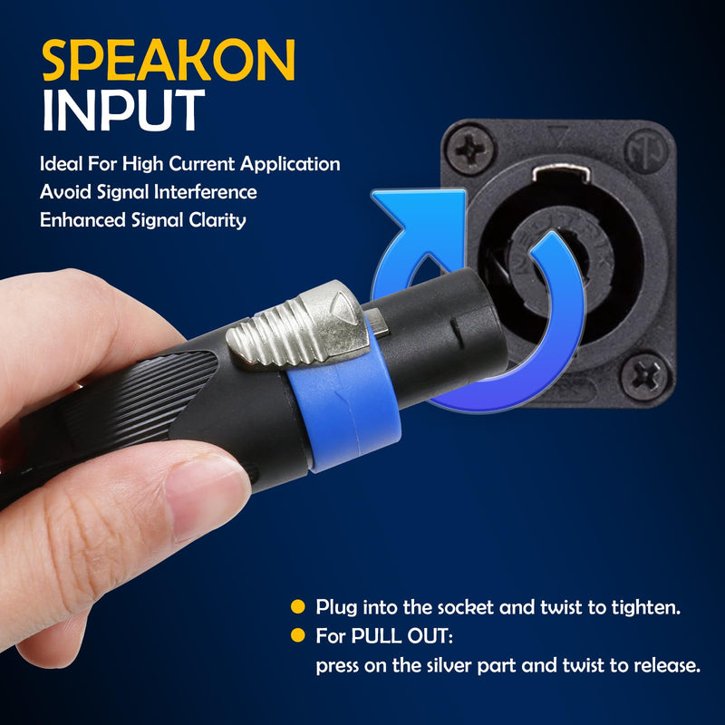 20 Feet Pack of 1 Speakon to 1/4" Cable - 1pc 20 Ft. Speak-On Male to 6.35mm TS Male Wire for Speaker, Loudspeaker, Audio Amplifier, Mixer - Heavy Duty Shielded Core with Twist Lock 20ft. - 1 Pack