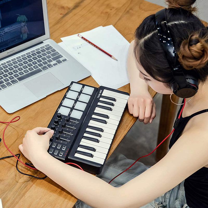 25-Key MIDI Keyboard Panda mini Portable Mini Drum Pad MIDI Controller, USB