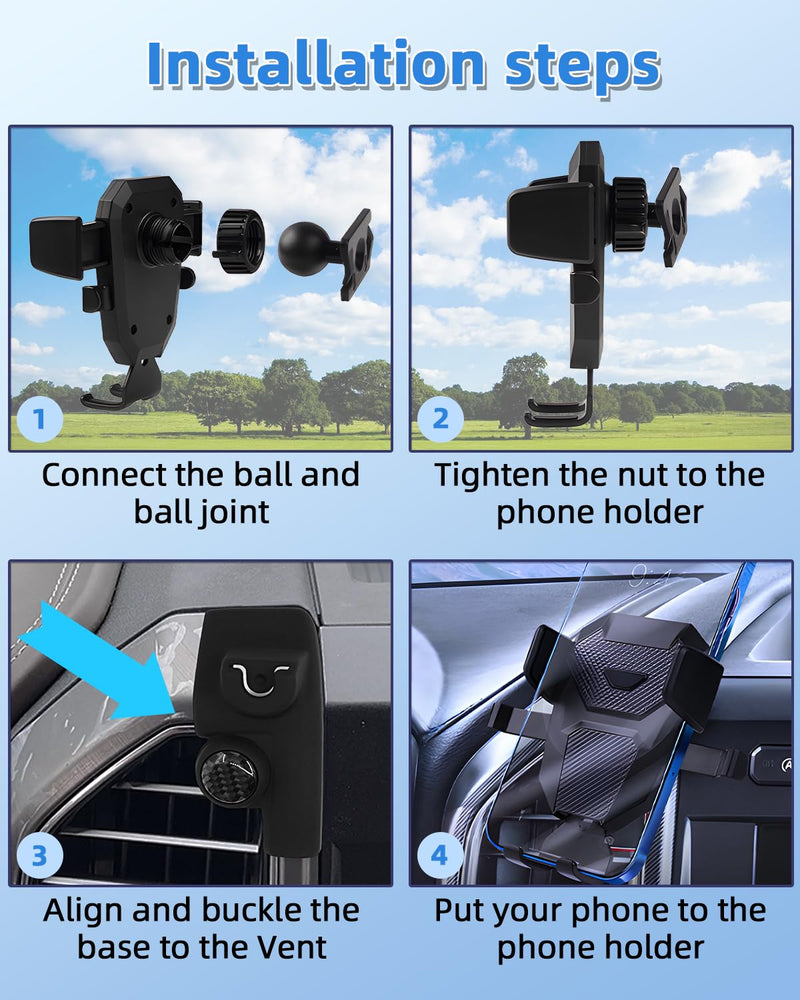 PZK Car Phone Mount for Ford F-150 F150 2015-2020 Accessories Custom Vent | Auto Lock Car Phone Holder Fixed Clip, One Button Release, Hands Free 360° Rotation Cell Phone Cradles Fit All SmartPhone Ford F-150 2015-2020