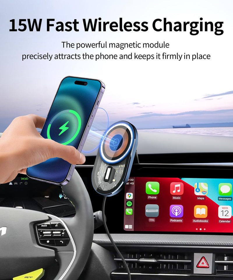 15W Wireless Charging Car Phone Holder for Kia EV6 2022-2024,12.3" Screen | Magsafe Accessories Fast Charging Magnetic Cell Phone Holder Clip Compatible with iPhone Android, 3D Fit Vehicle Phone Stand 12.3-inch for 2022-2024 EV6