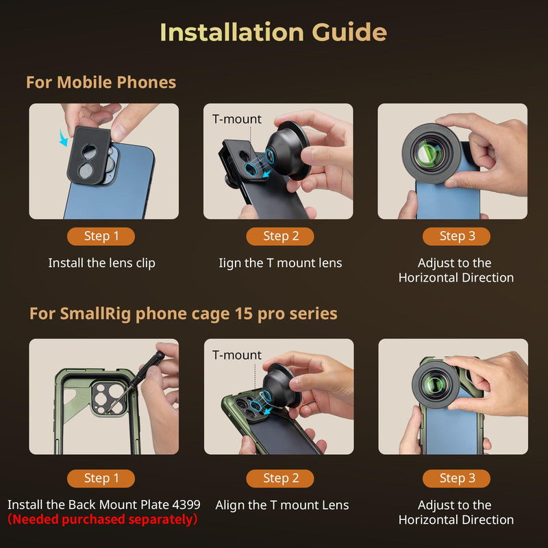 [AUSTRALIA] - SMALLRIG 75mm HD Master Macro Lens, T-Mount Lens for iPhone, for Samsung, for Huawei, for Xiaomi, Macro Photography Phone Camera Lens Attachment - 4588 