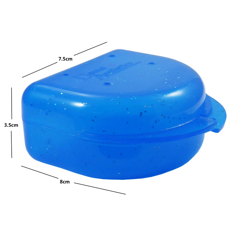 Glitter Gum Shield Case - Mouthguard Box for Ortho Retainers, Sports Dental Appliances, Dentures & More Glitter Blue