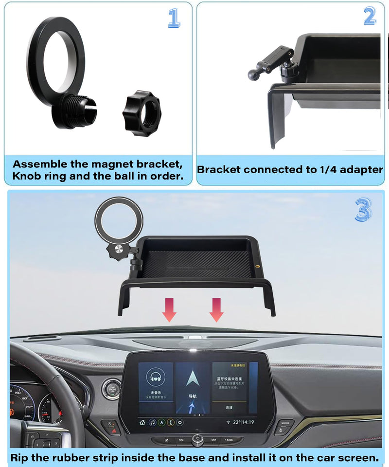 Car Phone Holder for 2023 2024 2025 2026 Chevrolet Blazer Accessories Apply to 10.2 in Screen Fixed Clip Magnetic Cell Phone Mount with Dashboard Storage Tray for 2023-2026 Blazer(10.2 Inch+Storage Tray)