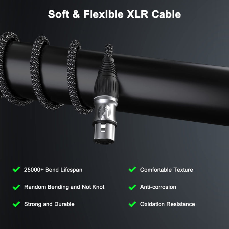 [AUSTRALIA] - GeoHN.G XLR Microphone Cable 50FT/15M, 3-Pin Heavy Duty Balanced Microphone Cord XLR Male to Female Nylon Braided Speaker Cable for Mixer/Recording Studio/Speaker Systems 1 PACK 