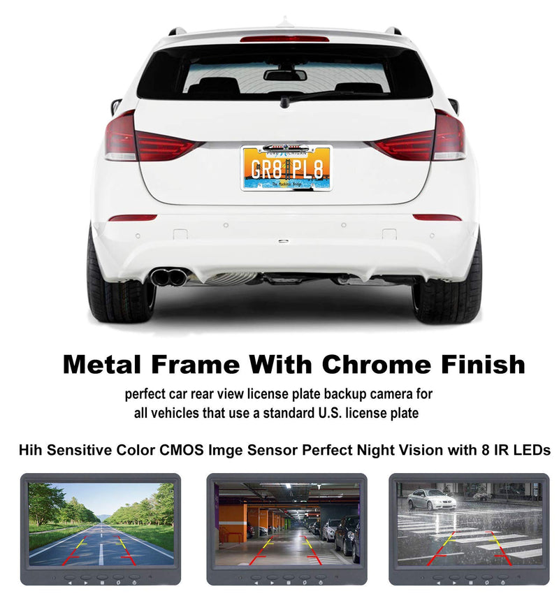 JPP License Plate Camera, Universal Car Rear View Camera with LED Night Vision, 170 Wide View Angle, Waterproof, Long Service Life for Vehicles Truck Van SUV