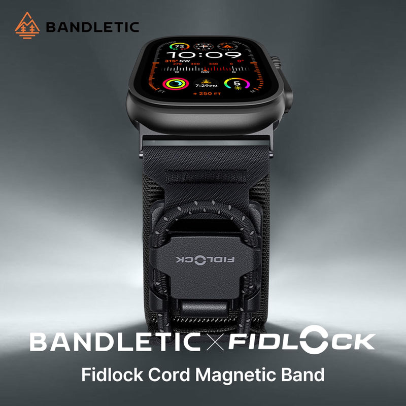 Bandletic Compatible with Apple Watch Ultra 3 / Ultra 2 Bands 49mm for Men | 30mm Wide Braided Nylon Strap with Magnetic Fidlock Hook Rope Buckle for iWatch Series 11/10 46mm, 9/8/7 45mm, SE/6/5/4 44mm Black Large(7.1"-7.6") 49/46/45/44mm