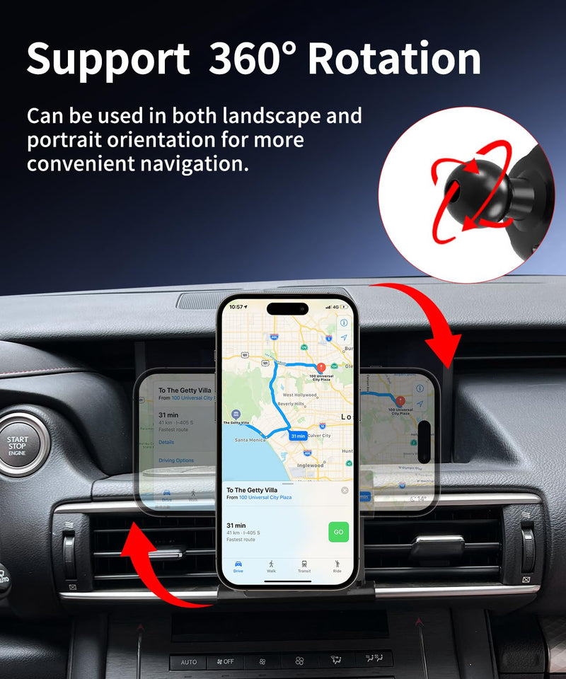 Car Phone Holder for 2014-2020 Lexus is300 / 350/250 / 200t Auto Accessories, Cell Phone Mount Compatible with MagSafe, 360° Rotation, Hands Free Not Affect Air Vent for 2014-2020 Lexus is 300/350/250/200t