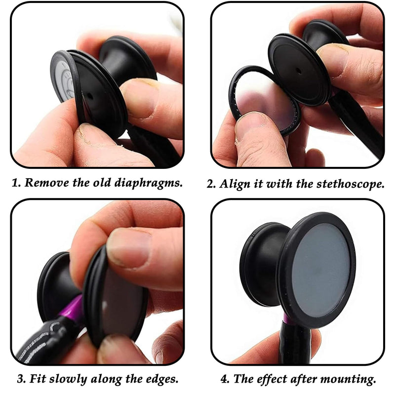 CHENNAN Replacement Accessories for Stethoscopes, 1 Set Stethoscope Accessory Set, 4 Pieces Silicone Stethoscope Earplugs and 2 Pieces Stethoscope Replacement Parts Replacement Membrane Stethoscope