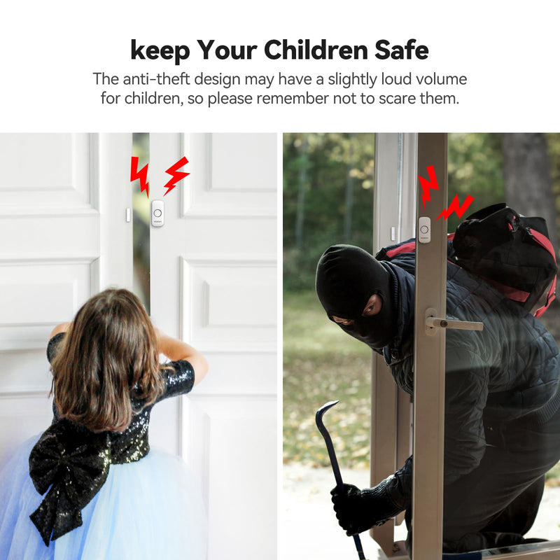 Door Window Alarm for Kids Safety VOXON Wireless Door Alarm for Home Security Personal Security Window Alarms Sensor Burglar Door Alarm for Home, Cars, Sheds, Caravans DIY Kit Pack of 4 4PCS