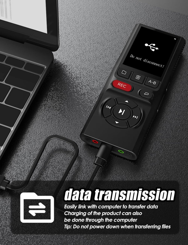 [AUSTRALIA] - 64GB Jaswill Digital Voice Recorder with Playback Long Battery 2-inch Screen MP3 Audio Recording for Meetings Lectures and Interviews Portable USB Recording Device with Voice Activation 