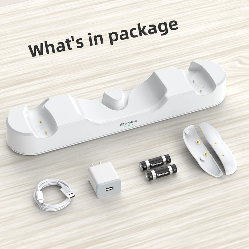 Smatree Charging Dock for Quest 2 | for VR Controller and Headset Charge Simultaneously[Updated Support Elite Strap with Battery](with 2 Rechargeable Batteries)