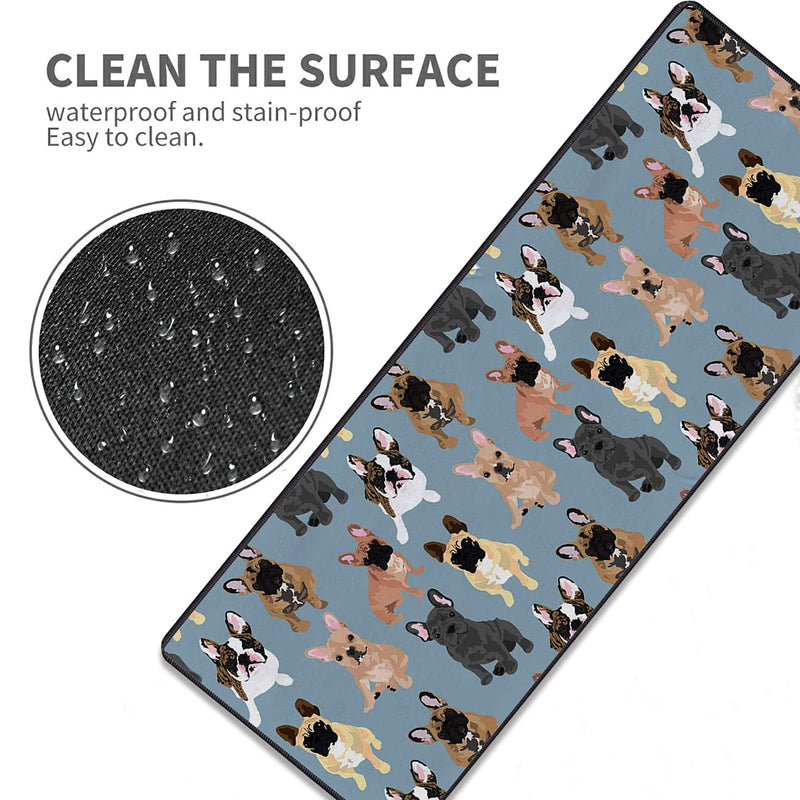 Gorzzt Extended Large Gaming Mouse Pad and Coaster with Stitched Edge 31.5x11.8 inch Non-Slip Rubber Base Mouse Pad, Suitable for OfficeHome Desk Mat-French Bulldogs Doormat Home GO-Mouse1-C 004