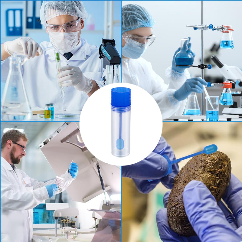 Pack of 50 Dog Faecal Sample Tubes 15 ml Chair Sample Tube with Spoon and Label Sticker Good Sealing Chair Sample Collection Aid for Pets for Testing
