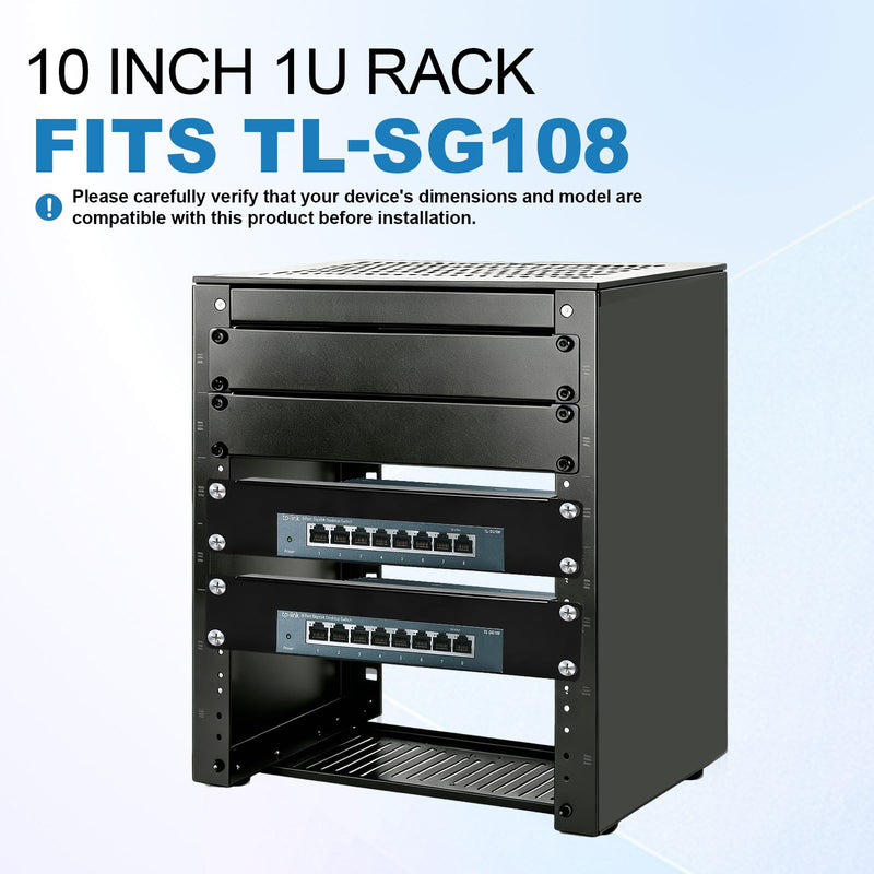 10inch 1U Metal Rack Mount for TP-Link TL-SG108 8-Port Switch Built with Sturdy Premium Metal, Open Frame Boosts Cooling, Simple Installation