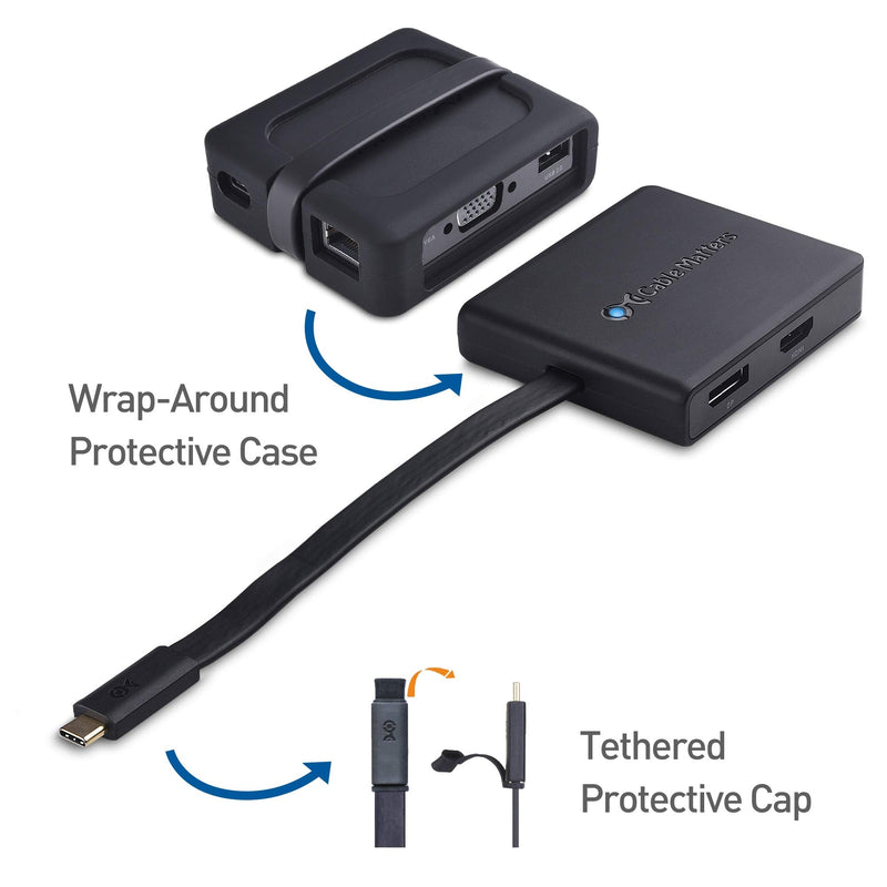 Cable Matters USB C Hub with HDMI, DisplayPort, VGA, USB 2.0, Fast Ethernet, 60W Charging - Thunderbolt 4 / USB4 / Thunderbolt 3 Port Compatible with MacBook Pro, Dell XPS, HP Spectre x360 and More