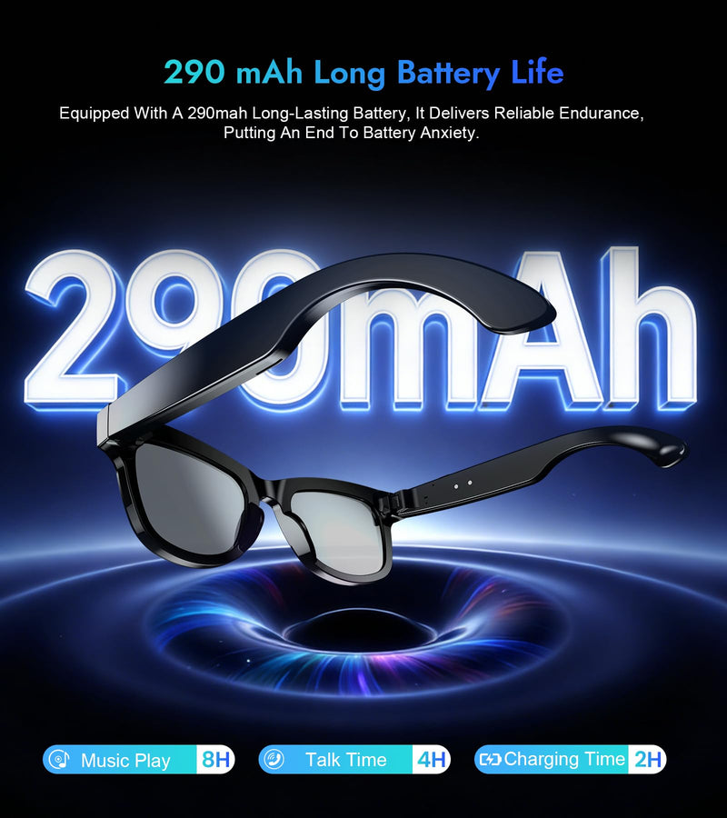 AI Smart Glasses with 8MP 800W Camera for 1080P Video Recording 12min & HD Photo, Bluetooth Real-Time Translation,AI Voice Assistant,Object Recognition,Music Player Gift of Lover,Traveler (large)