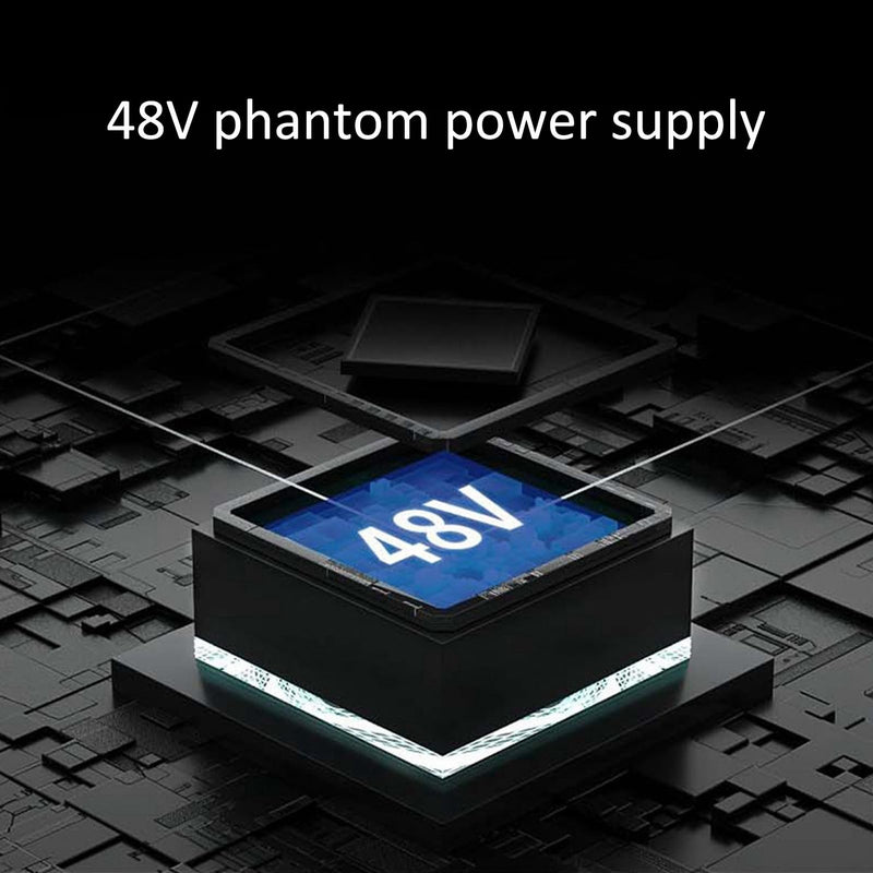 2 Channels Audio Mixer, Sound Card USB 48V Power Compact Sound Mixing Console, USB Soundcard for PC Recording for Music Recording Home Karaoke Internet Karaoke
