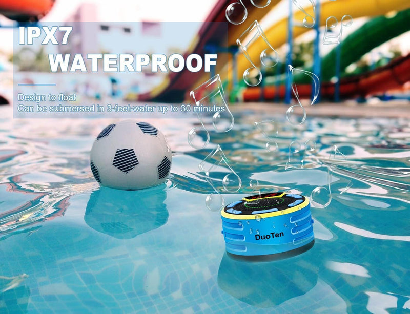 [AUSTRALIA] - Bluetooth Speakers, DuoTen IPX7 Waterproof Wireless Portable Bluetooth Speakers w/LED Display, FM Radio, Suction Cup, Light Show, Loud Stereo Sound and Bass for Shower, Pool, Party, Travel, Outdoors 