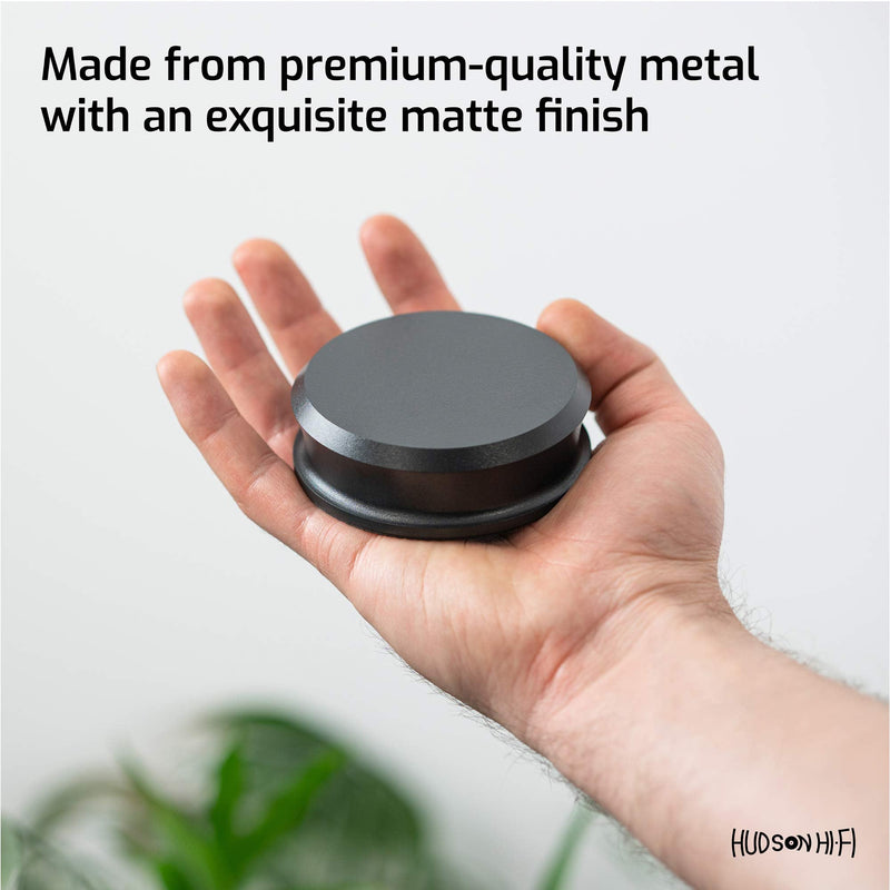 Hudson Hi-Fi SmallBen Record Weight Stabilizer with Protective Leather Pad - 9-Ounce Vinyl Turntable Weight - Durable & Stylish LP Stabilizer - Fits Any Turntable - Black Matte SMALLBEN_BLACK