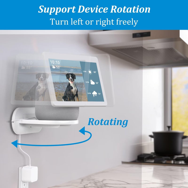 PlusAcc Wall Mount for Show 10 - Cable Management Wall Stand Shelf Compatible with Sonos Era 100 & Show 10 3rd Gen & HomePod, Space Saving Mounting Bracket with Removable Foam (White) White