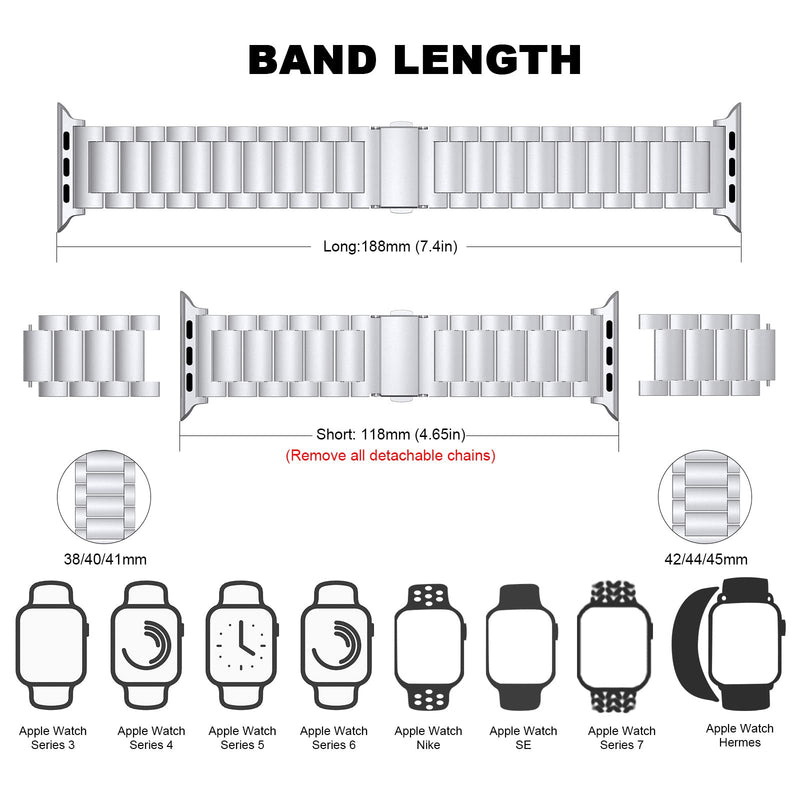 No Tools Needed Link Bracelet Metal Band for Apple Watch Ultra 2 Series 9/8/7/6/5/4/3/2/1/SE, Tool-Free Adjustable Stainless Steel Strap for iWatch 49/45/44/42mm 41/40/38mm Men and Women Rose Gold 38/40/41mm