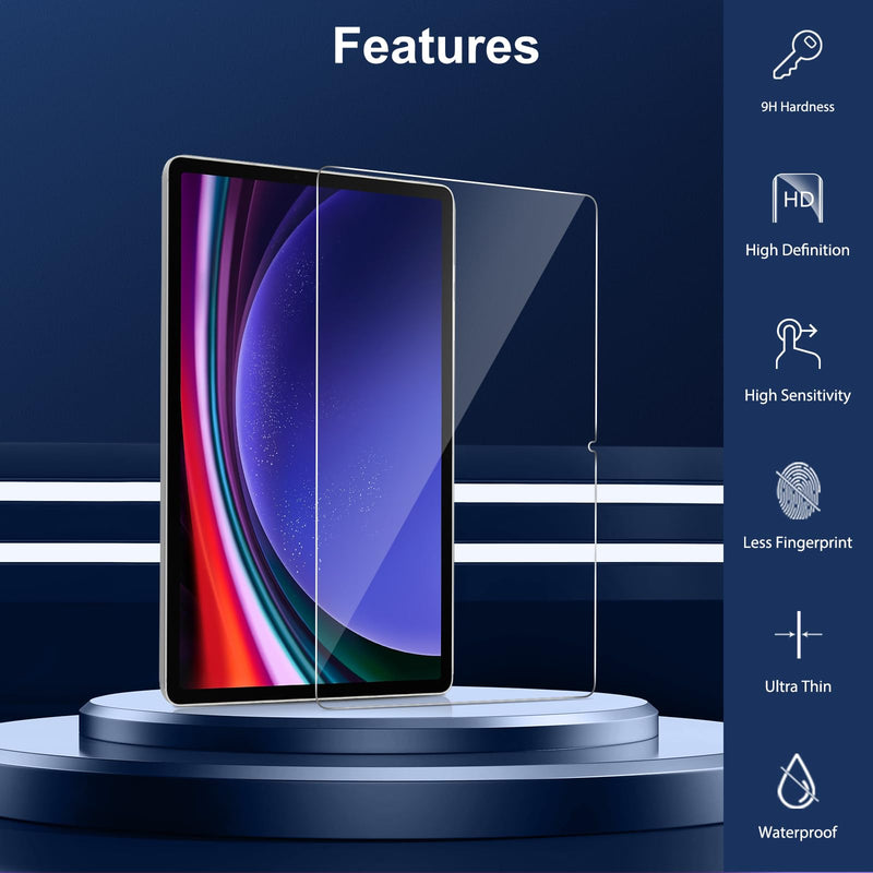 SPARIN Screen Protector for Samsung Galaxy Tab S9 Plus/S9 FE Plus/S7 FE 5G/S8 Plus 12.4'', 2 Pack HD Tempered Glass for galaxy Tablet S9 Plus/S9 FE Plus/S7 FE 12.4 inch