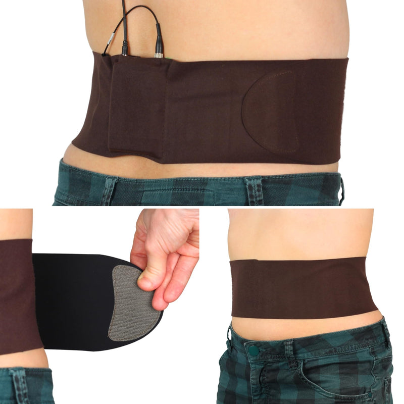 URSA Waist Strap - Ultra Slim, Breathable & Stretchy Microphone Transmitter Straps. Compatible with Most Transmitter/Receivers (Brown, Medium Waist - Big Pouch)