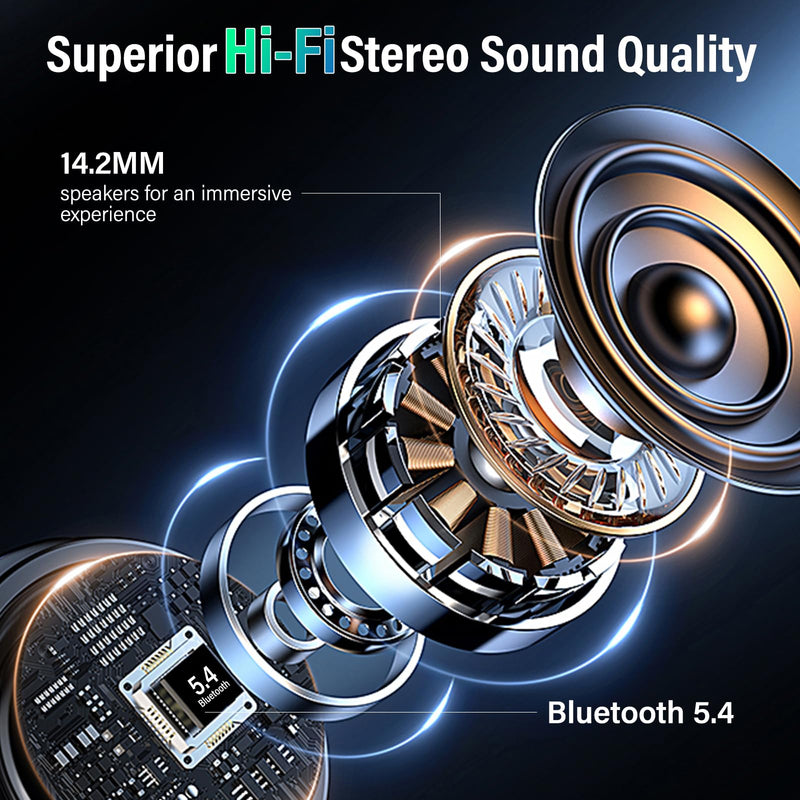 Wireless Earbuds, Bluetooth 5.4 Headphones, 48H HiFi Stereo Bluetooth Ear Buds with 5 EQ Modes, Transparency Mode, IPX7 Earphones, Blue