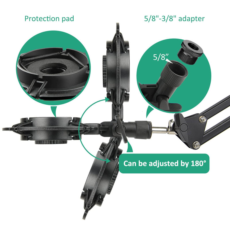 [AUSTRALIA] - Mic Boom Arm for Razer Seiren V2 X, Adjustable Microphone Arm Stand with Shock Mount, Pop Filter, Heavy Duty Table Mount Clamp and 3/8 Female to 5/8 Male Screw Adapter 