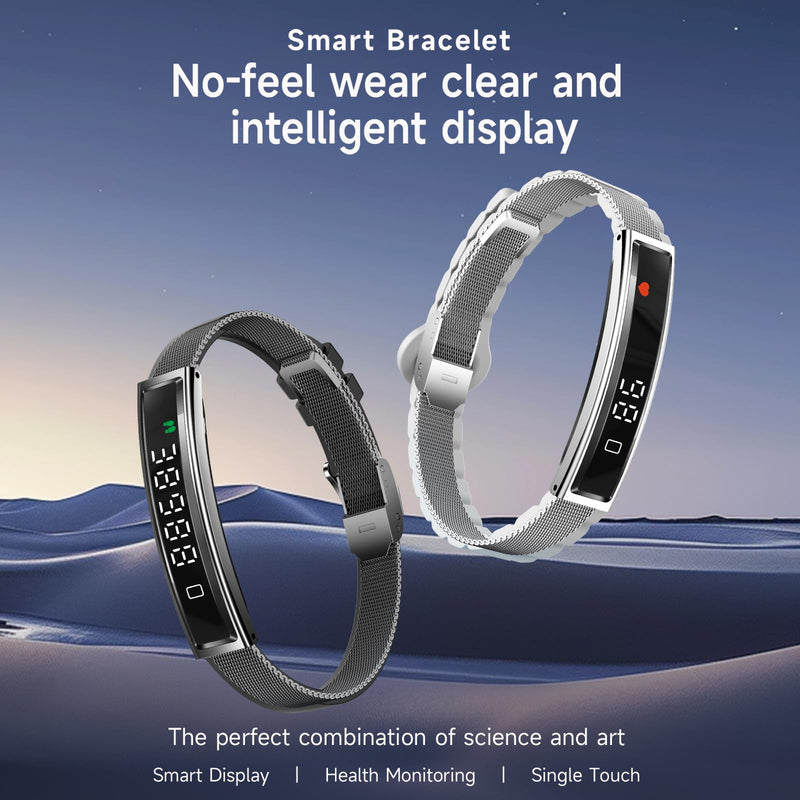 Smart Bracelet,Activity&Fitness Trackers,Touch Screen/Sleep Tracker/Heart Rate/Blood Oxygen,5ATM Waterproof,Multiple Sports Modes,Free App for iOS Android (White)