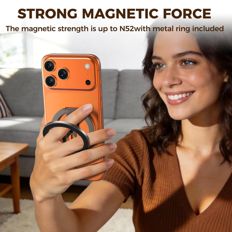 Magnetic Phone Ring Grip for MagSafe Dual-Sided Magnet Cell Phone Grip Stand Finger Ring Holder Compatible with iPhone 17/16/15/14/13 Pro Max Plus, for Mag Car Mounts grey