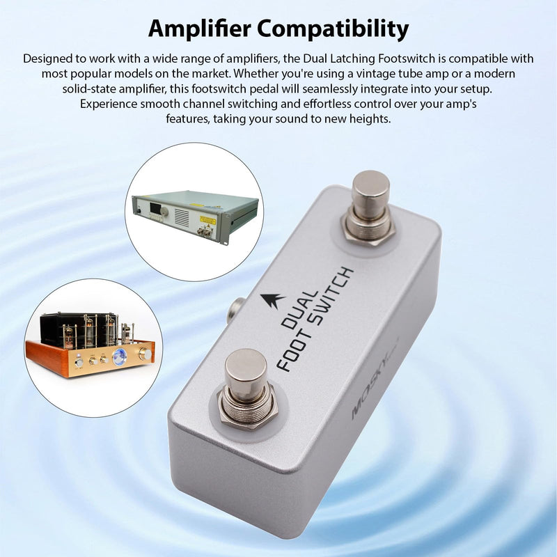 Dual Footswitch Amp Channel Footswitch Locking Function Aluminum Alloy 6.35mm Stereo Output Latching Foot Switch Pedal for Amplifiers Effects Pedals Drum Machines