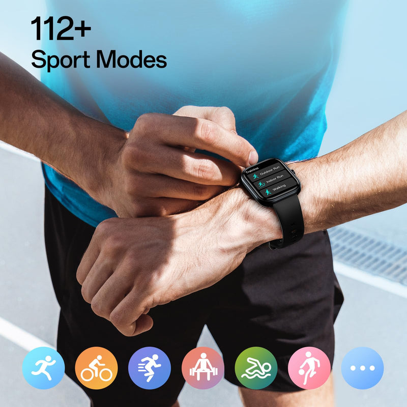 MFVLP Smart Watch for Men Women, 1.83" HD Touchscreen Fitness Watch with Bluetooth Call&Message Notifications, 110+Sport Modes, 24/7 Heart Rate/Sleep Monitor, IP68 Waterproof for Android iOS